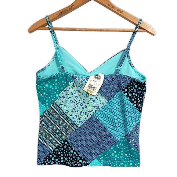 Y2K Patchwork Print FITTED Tank Top M NEW Vtg 90s Bra Cami Fairy Bohemian Hippie - Picture 8 of 16